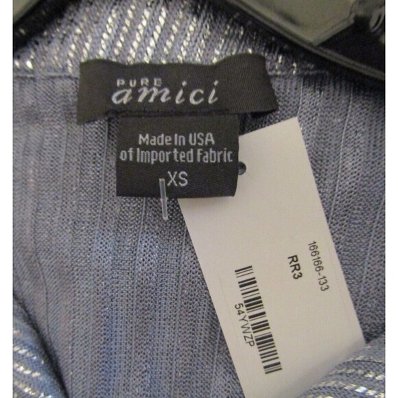 NWT Pure Amici Metallic Gunmetal Silver Button Front Blouse Top Size XS - Picture 6 of 6